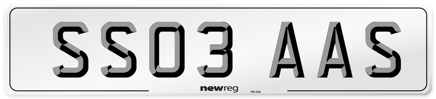 SS03 AAS Number Plate from New Reg